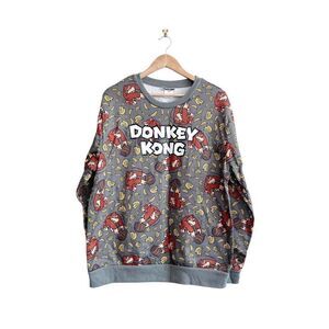 Nintendo Donkey Kong Rare Men's Crewneck Long Sleeved Ribbing Gray Size XL